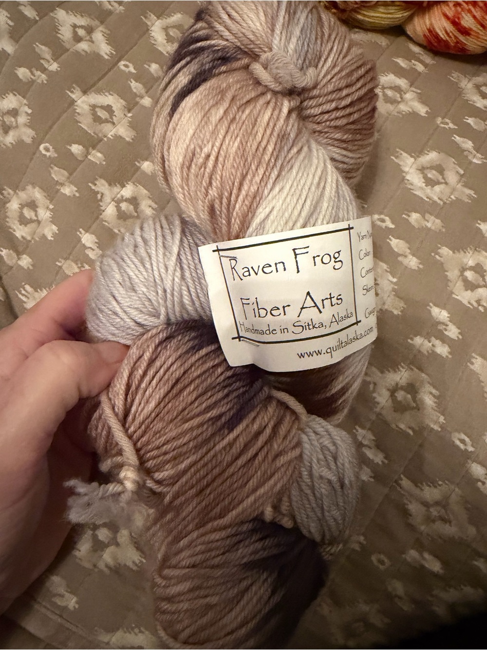 Raven Frog huge hank of yarn Natural Taupe Hand-Dyed Yarn 550 yds